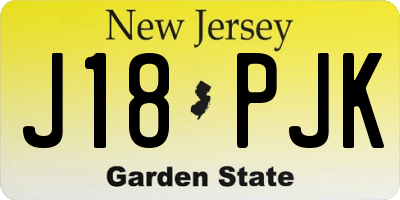 NJ license plate J18PJK