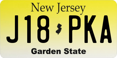 NJ license plate J18PKA