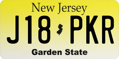 NJ license plate J18PKR