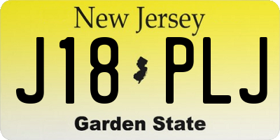 NJ license plate J18PLJ
