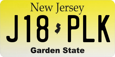 NJ license plate J18PLK