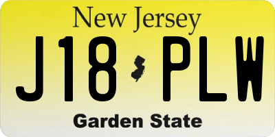 NJ license plate J18PLW