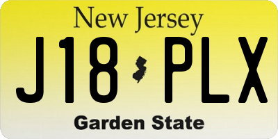 NJ license plate J18PLX