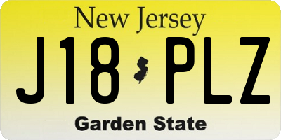 NJ license plate J18PLZ