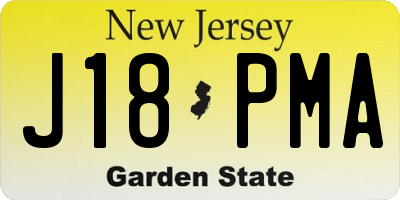 NJ license plate J18PMA