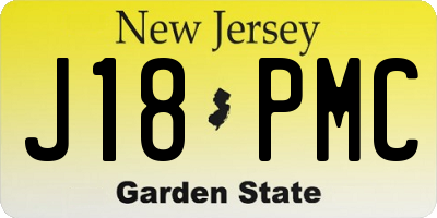 NJ license plate J18PMC