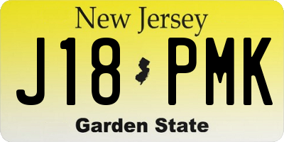 NJ license plate J18PMK
