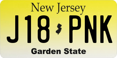 NJ license plate J18PNK