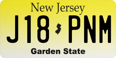 NJ license plate J18PNM