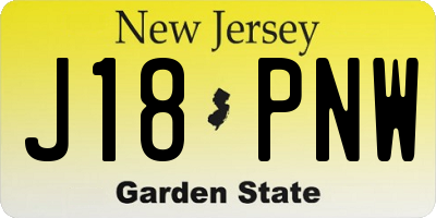 NJ license plate J18PNW