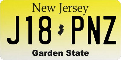 NJ license plate J18PNZ