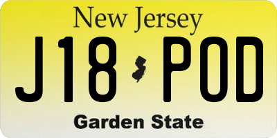 NJ license plate J18POD