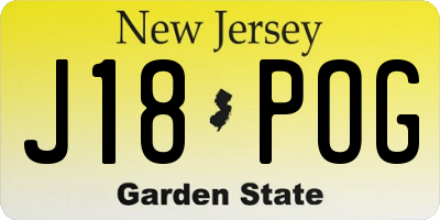 NJ license plate J18POG