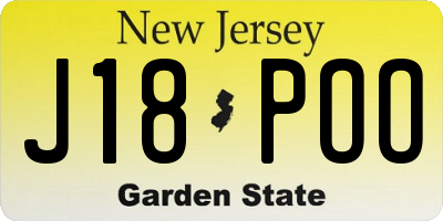 NJ license plate J18POO