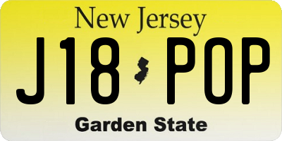 NJ license plate J18POP