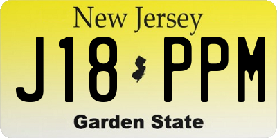 NJ license plate J18PPM