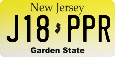 NJ license plate J18PPR