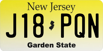 NJ license plate J18PQN