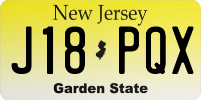 NJ license plate J18PQX
