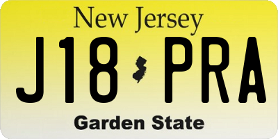 NJ license plate J18PRA