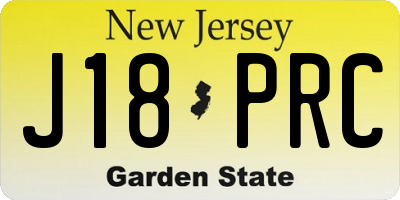 NJ license plate J18PRC