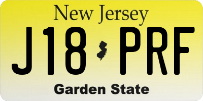 NJ license plate J18PRF