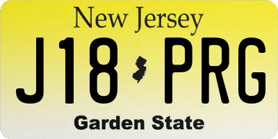 NJ license plate J18PRG