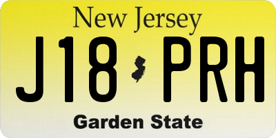 NJ license plate J18PRH