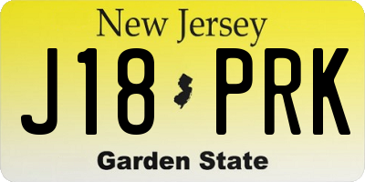 NJ license plate J18PRK