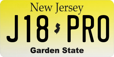 NJ license plate J18PRO