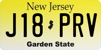 NJ license plate J18PRV