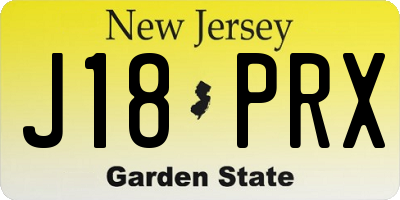 NJ license plate J18PRX
