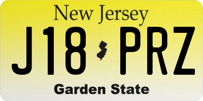 NJ license plate J18PRZ