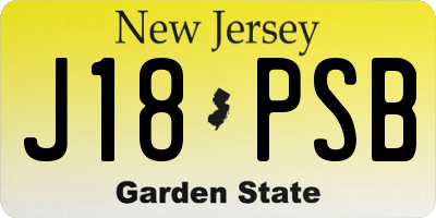 NJ license plate J18PSB