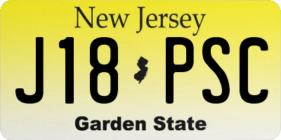 NJ license plate J18PSC