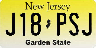 NJ license plate J18PSJ