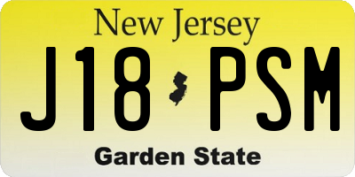 NJ license plate J18PSM