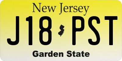NJ license plate J18PST