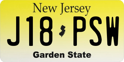 NJ license plate J18PSW