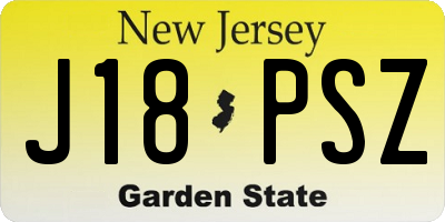 NJ license plate J18PSZ