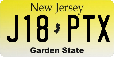 NJ license plate J18PTX