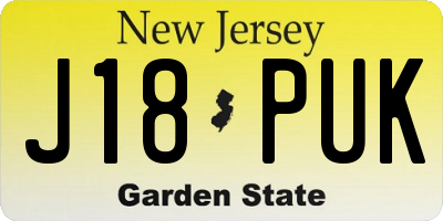 NJ license plate J18PUK