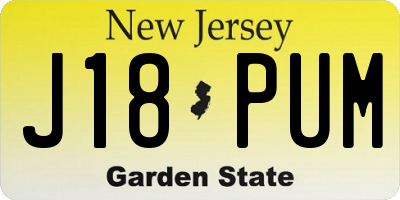NJ license plate J18PUM