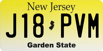 NJ license plate J18PVM
