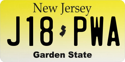 NJ license plate J18PWA