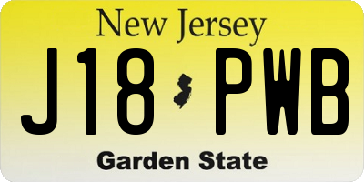 NJ license plate J18PWB