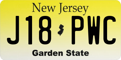 NJ license plate J18PWC