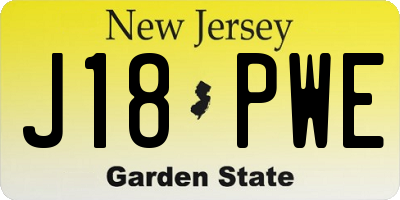 NJ license plate J18PWE