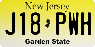 NJ license plate J18PWH