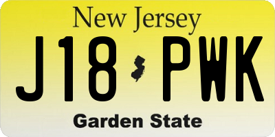 NJ license plate J18PWK